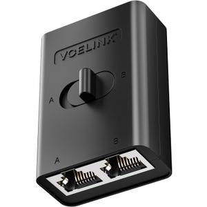 VCELINK 2 Pack RJ45 Network Switch, Ethernet Splitter 2-in 1-Out or 1-in 2-Out, Power-Free Passive Ethernet Selector 1000Mbps Cat6/ Cat5e/ Cat5, PoE, Slide Switch, RJ11, RJ12, 2 Pack