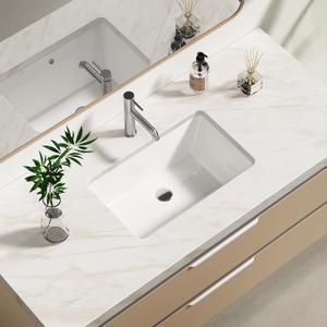 Enbol 18.6x11.2 Inch Undermount Bathroom Sink White Ceramic Durable Scratch Resistant Easy Clean with Overflow - ECU1811