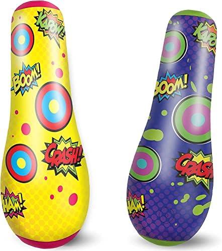 1 Pack Inflatable Bopper, 47 Inches Kids Punching Bag with Bounce-Back Action, Inflatable Punching Bag for Kids Presents