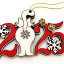 7 x Cat Christmas Ornament  2025 Cat Christmas Tree Hanging Ornament - Cute Wooden Kitten Tree Decoration with Snowflakes & Paw Prints for Kitten Lovers, Pet Owner Christmas Dcor