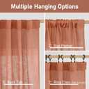 LAMIT Terracotta Linen Boho Curtains 80 inch Length, Light Filtering Semi Sheer Panels Back Tab and Rod Pocket Neutral Panels for Bedroom/Living Room, 52 x 80 Inch