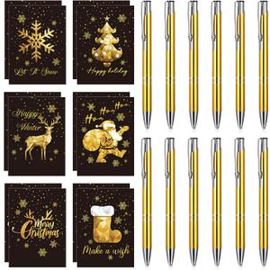 Teling 24 Pcs Mini Christmas Notebooks and Pens Santa Notepads Gifts Snowflake Snow Man Deer Christmas Tree for Kids Girls Boys Xmas Birthday Supplies(Santa)