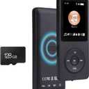 MP3 Player with Bluetooth 5.2 HiFi Sound, with Built-in Speaker/FM Radio/Voice Recorder/E-Book, Lossless Sound Multifunctional Mini Design Ideal for Sport Running (Earphones Included) (black)