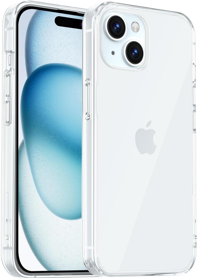 4 x Case for iPhone 15Case Non-Yellowing Full Body Screen Camera Shockproof Phone Bumper Cover, 6.1 Inch Phone Case Anti-Scratch Clear