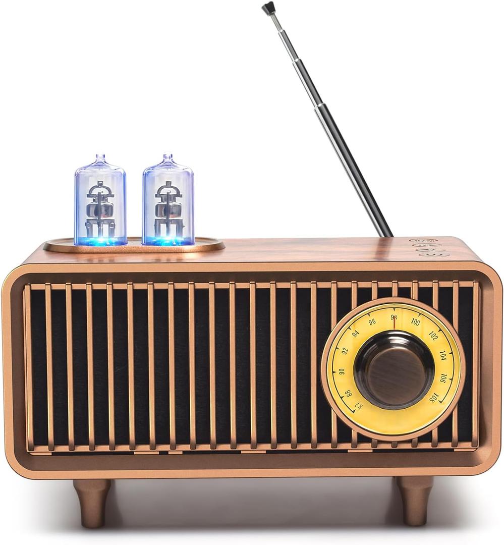 COLSUR Retro Bluetooth Speaker, Vintage Radio, bass, Bluetooth 5.1 Wireless Connection, Suitable for Home Office, Outdoor Party, Portable Speaker, Suitable for iPhone, Android Speaker (Yellow)
