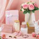 8 Pcs Christmas Pastor's Wife Appreciation Gifts Box with Glass Cup Candle Bracelet Hair Scrunchy Card Christian Religious Inspirational Thank You Gifts for Pastors Bishop Wife Women(Pink)