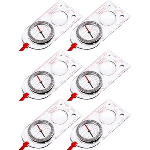 Gejoy 6 Pieces Orienteering Compass Bulk Scout Compass with Declination Magnifier Ruler and Scale Map Reading for Class Gifts Hiking Camping Backpacking Navigation Survival