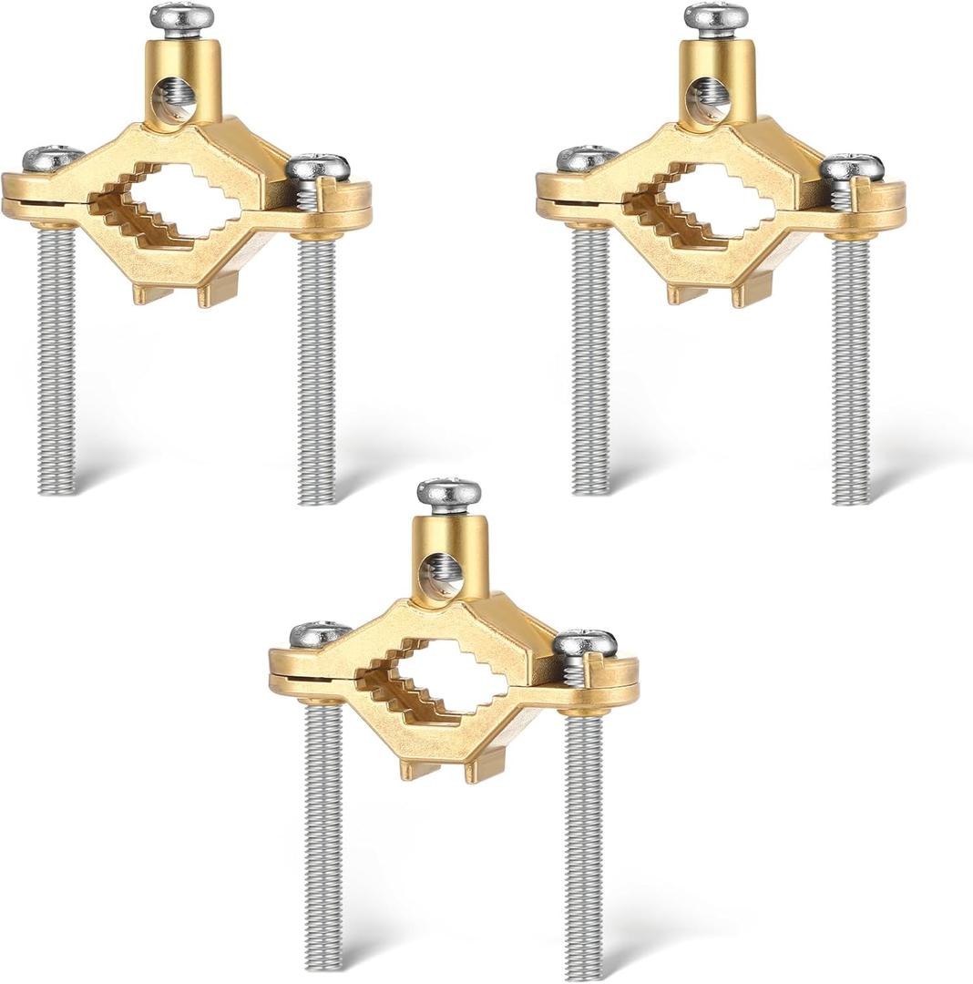 Feekoon 3 Pcs Ground Clamp 1/2" to 1", Copper Alloy Wire Pipe Ground Clamps for Bonding Wire to Water Pipe or Steel