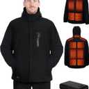Heated Jacket for Men with Rechargeable Pack, Winter Windproof Electric Heating Coat Jackets with Detachable Hood (X-Large, Black)