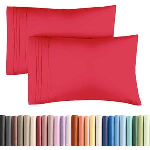 Queen Pillow Cases Set of 2 - Ultra Soft Hotel Quality Pillowcase Covers - Comfy, Cozy, Cooling & Wrinkle Free - Shrink, Stain & Fade Resistant - Machine Washable Pillow Protectors - 2 Piece Set - Red
