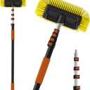 Buyplus 20FT Reach Car Wash Brush with Long Handle, 12-Inch Soft Bristle Head, Truck Wash Brush with 3-12FT Telescoping Pole, Car Washing Brush for Cleaning Car, SUV, RV, Boats, Solar Panels Yellow