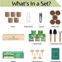 Meekear 5 Herb Seeds Garden Starter Kit with Complete Planting Kit & Wooden Flower Box, Growing into Basil, Parsley, Rosemary, Thyme, Mint for Kitchen Windowsill Herb Garden DIY