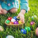 Easter Eggs 2.4 - Blue Fillable Easter Eggs - 60 Pcs Easter Basket Stuffers - Blue Eggs Bowl and Vase Filler Faux for DIY Spring and Easter Decorations (Blue)