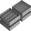 SONGMICS Set of 4 Drawer Organizers, Closet Organizers for Underwear, 80 Cells, Foldable Sock Holders, 11.8 x 11.8 x 3.9 Inches, for Storing Socks, Ties, Belts, Dove Gray URUS011G01