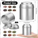 Meanplan 12 Pcs Tea Tin Canister with Airtight Double Lids Round Tin Can Box Small Kitchen Tea Canister Loose Leaf Storage Containers for Loose Bags Coffee Sugar Candy Spices(Silver,8 oz)