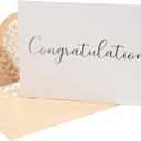 Congratulations Card 50 Pack Matte Finish Greeting Cards With Congratulations Embossed In Silver Foil Letters For Engagement, Graduation, Wedding 52 Silver Foil Confetti Kraft Envelopes (White)