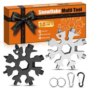 Stocking Stuffers Gifts for Men, 18 in 1 Snowflake Multitool, White Elephant Gifts for Adults, Christmas Gift for Men Who Have Everything, Cool Gadget for Boy, Him,Husband(2 Pack,Orange Box)