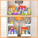 TATAANTY Under Sink Organizer 2 Pack, 2 Tier Metal Under the Sink Storage, Heavy Duty Slide out Pull out Cabinet Organizer, Height Adjustable for for Kitchen Bathroom Pantry Closet Organization Rack