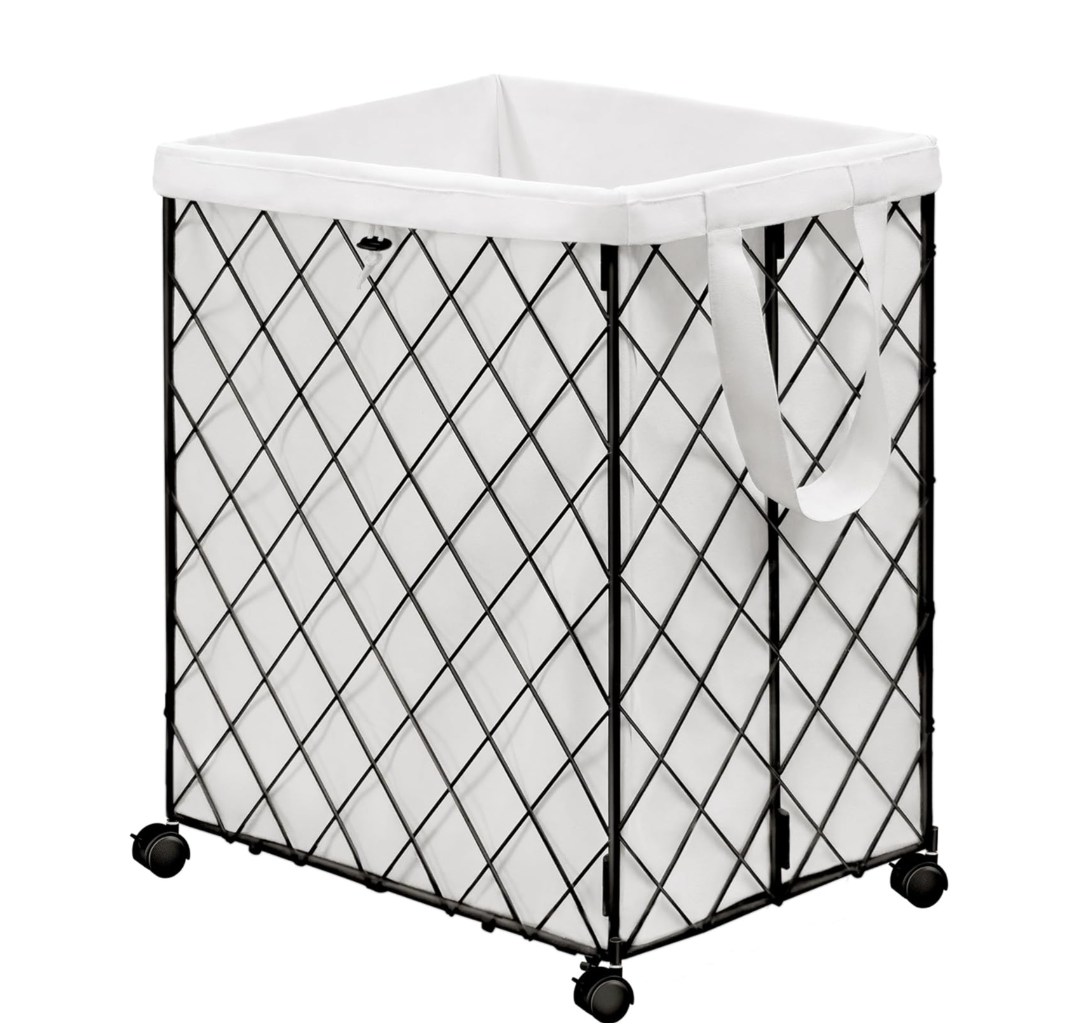 Laundry Hamper on Wheels-93L Basket Large Laundry Collapsible With Removable Liner,Rolling Metal Wire Basket-Sturdy Laundry Bag for Dirty Clothes Organization Closet Bathroom Living Room