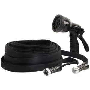 JISDUO 100FT Non-Expanding Garden Hose, Flexible Hose with Hose Nozzle, Lightweight, Kink-Free and Easy Storage Water Hose for Outdoor, Watering, Car Wash by Jisduo, Black-1