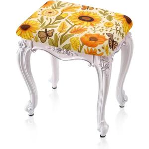 Flashideas Sunflower Stool Covers Rectangle 2 Pack Stretch Rectangle Bar Stool Covers with Elastic Band Protector Jacquard Chair Seat Slipcover for Wooden Metal Bench