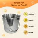 ADVANCE PET PRODUCTS 9 Quart Heavy Duty Stainless Steel Flat Side Bucket | Durable Food & Water Pail for Dogs, Cats, Kennels, Cages and Critter Crates | Multi-Purpose Bucket