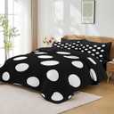Pamnest 7 Pcs Quilt Set Queen Size, Black White Pattern Soft Bed Cover Bedding Set for Kids and Adults, Polka Dots Minimalist Bedspread with Fitted Sheet 2 Pillowcases & 2 Shams for All Season