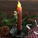 CVHOMEDECO. Real Wax Hand Dipped Battery Operated LED Timer Taper Candles Country Primitive Flameless Lights Dcor, 6-3/4 Inch, Coffee, 2 PCS in a Package