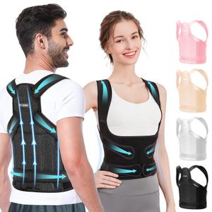 Fit Geno Back Brace Posture Corrector for Women and Men, Shoulder Straightener, Adjustable Full Back Support, Upper and Lower Back Pain Relief - Scoliosis, Hunchback, Hump, Thoracic, Spine Corrector (Medium, Black)