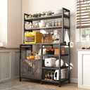 6-Tier Bakers Rack with Power Outlet, Microwave Stand with Shelves, Kitchen Coffee Bar Table, Storage Shelves with Cabinet