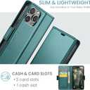 for iPhone 13 Pro Case Wallet with RFID Blocking Card Holder, PU Leather Kickstand Protective Flip Phone Cover Fit for iPhone 13 Pro 6.1", Bluish Green
