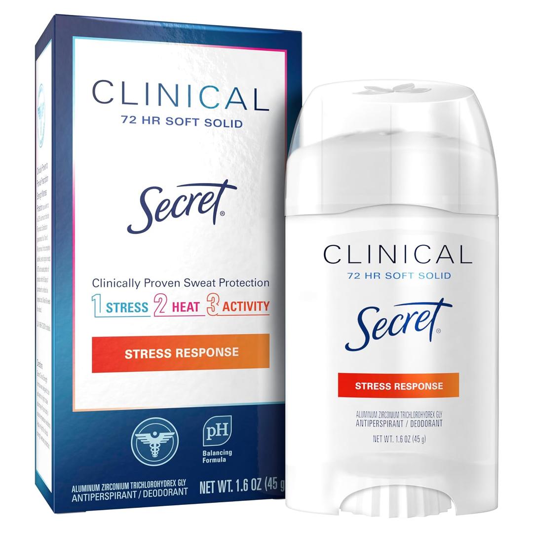 Secret Antiperspirant Clinical Strength Deodorant for Women, Soft Solid, Stress Response, 1.6 Oz, (Pack of 1)