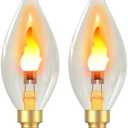Hompavo Upgraded Flame Light Bulbs, E12 Chandelier Base Candelabra Flickering Fire Light Bulb, Clear Candle Light for Halloween Christmas Party Porch Indoor Outdoor Home Decorations - C35/2 Pack