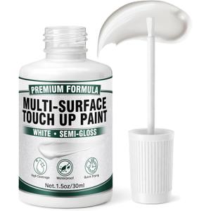 White Touch Up Paint Pen - Multi Surface White Paint for Cabinets, Furniture, Wall, Door, Metal, Wood & Enamel Appliance Scratch Repair - High Coverage, Quick Dry & Waterproof (1.5 Oz, Semi-Gloss)