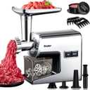Electric Meat Grinder,3000 Max Stainless Steel Meat Mincer with 2 Blades,3 Grinding Plates,Food Pusher,Meat Claw,Sausage Stuffer Tubes & Kubbe Kit for Home & Kitchen Using