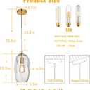 Gold Pendant Light Fixtures Adjustable Modern Kitchen Island Lighting Glass Organic Ceiling Hanging Light Fixtures for Bar, Counter, Patio, Over Sink, Dining Room,Table 12.5'' Height - Transparent