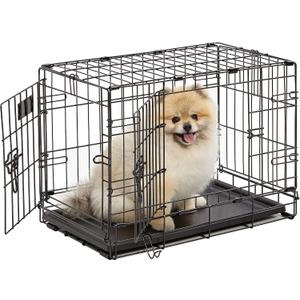 MidWest Homes for Pets 22-Inch iCrate for Extra-Small Breeds, Up to 15 lbs, Double Door Folding Dog Crate with Divider Panel, Leak-Proof Tray & Secure Latches, Portable, Durable & Easy to Assemble