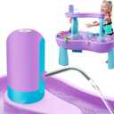 Water Table Pump, Battery Powered Water Pump for Kids 3 Hours Non-Stop Fun Summer Outdoor Water Play Table Accessories for Step2 Water Table Toys for Kids Toddlers Purple