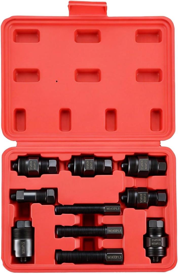 NYXOVA 10PCS Motorcycle Flywheel Puller Set, Universal Flywheel Puller Tool Kit Compatible with Honda, Suzuki, Kawasaki, Yamaha, Ducati, Bosch Motorcycles (Red)