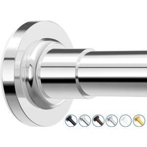 Shower Curtain Rod Adjustable 32-75 Inch, Spring Tension Shower Curtain Rods Stainless Steel Telescoping Curtain Rod for Bathroom or Windows, No Drilling, No Slip, No Rust, Chrome