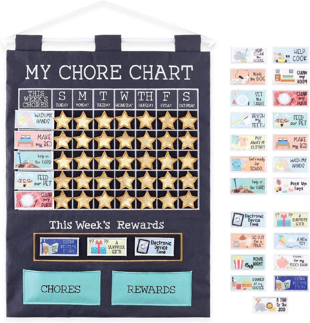 The Peanutshell Learning Calendar Wall Chart - Homeschool Supplies, Interactive Pocket Chart for Toddlers & Kids - Preschool Learning Activity Board, Circle Time Board for Classroom - My First Chore