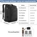 MATEIN 45L Travel Backpack, Large Carry on Backpack for Men Women, Water Resistant Lightweight Expandable Daypack, Business Weekender Backpacks, Gifts for People who Travel, Black