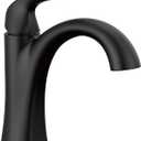 Delta Arvo Matte Black Bathroom Faucet 1 Hole, Single Hole Bathroom Sink Faucet for Vanity, Push-Pop Drain Assembly, Matte Black 15840LF-BL