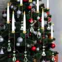 Tuanse 12 Sets Flameless Christmas Tree Candles LED Taper Candles with Crystal Ball Hook for Christmas Tree Ornament, Flickering Battery Operated Light Candlestick Xmas Wedding, No Battery (Crystal)