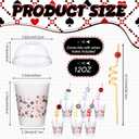 32 Set Casino Party Plastic Cups with Lids and Straws, 12 oz Frosted Drinking Poker Cups Bulk Las Vegas Tailgate Decorations for Casino Night Las Vegas Poker Game Party Supplies
