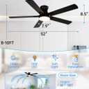 Ceiling Fans with Lights 52 inch,Flush Mount Low Profile,Smart Remote & App,RGB LED,Dimmable 3CCT,6-Speed Reversible,Sleek Ceiling Fan for Bedroom Living Room Apartment Nursery,Black