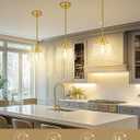Emak 10 Inch Pendant Lights Kitchen Island, Brushed Gold Pendant Light Fixtures with Clear Glass Shade, Modern Island Lights for Kitchen, Dining Room, Bathroom, PL131-BGD-CG