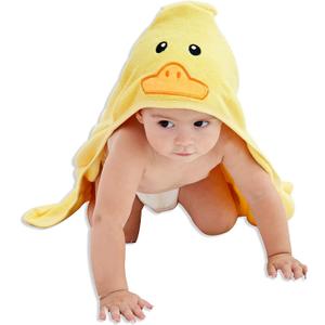 HIPHOP PANDA Hooded Towel - Rayon Made from Bamboo, Bath Towel with Bear Ears for Newborn, Babie, Toddler, Infant - Absorbent Large Baby Towel - Yellow Duck, 30 x 30 Inch