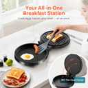 3-in-1 Electric Griddle & Panini Press - CACHOO 8" Nonstick Round Griddle and Sandwich Press with On/Off Switch, 180 Open Design, Perfect for Pancakes, Omelettes, Quesadillas, Veggies (Black)