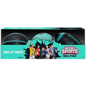 Dude Perfect Mini Sports Balls, Kids and Adults Multi-Pack Sports Ball Set, Indoor and Outdoor Play, Includes Football, Basketball and a Soccer Ball